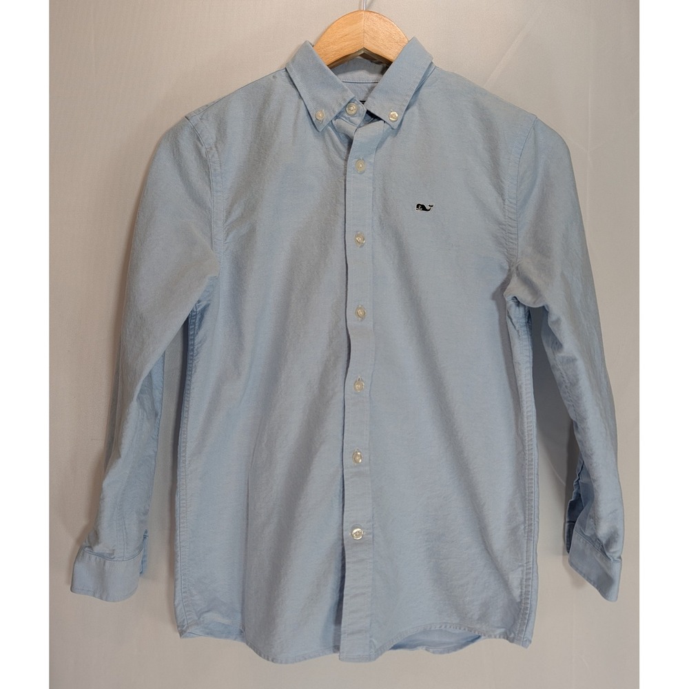 Vineyard Vines Boys Light Blue Whale Shirt Oxford Button Down Size M 12-14